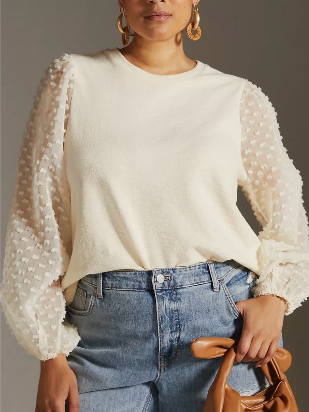 Anthropologie Maeve Textured Sleeve Top Size M